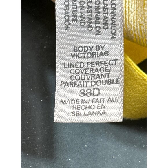 Victorias Secret Yellow Lined Perfect Coverage Bra 38D Lace Trim & Bow - Picture 7 of 7